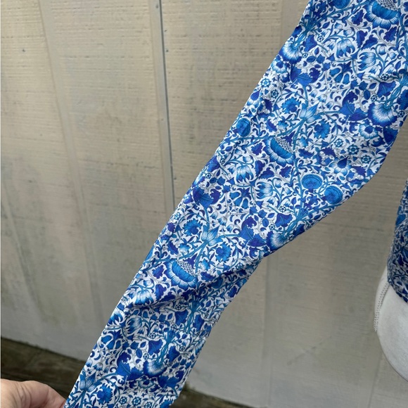 J. Crew Liberty Blue Floral Crop Ruffle Collar Blouse - Picture 4 of 14